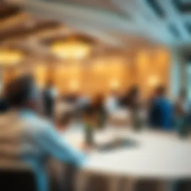 Networking event within a luxurious conference setting