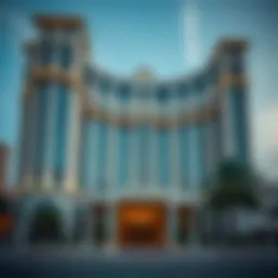 Elegant exterior view of Baccarat Hotel Dubai showcasing its architectural grandeur