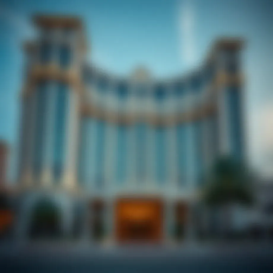 Elegant exterior view of Baccarat Hotel Dubai showcasing its architectural grandeur