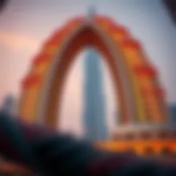Architectural view of Dubai Arch Tower showcasing its unique design