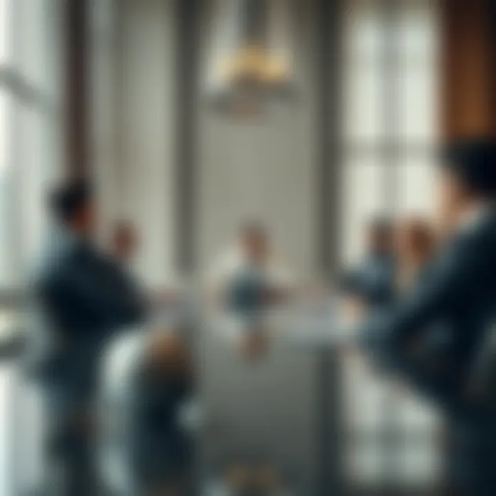 Meeting room with business professionals discussing investment strategies