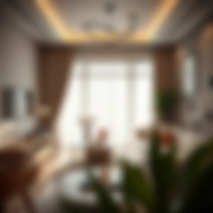 A cozy apartment interior highlighting stylish decor and spacious living area