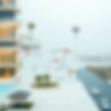 A map highlighting key locations and transport options in Al Quoz