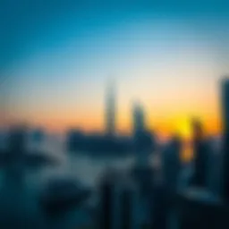 Stunning view of Dubai Marina skyline at sunset