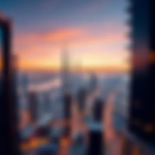 Stunning panoramic view of Dubai's skyline at sunset