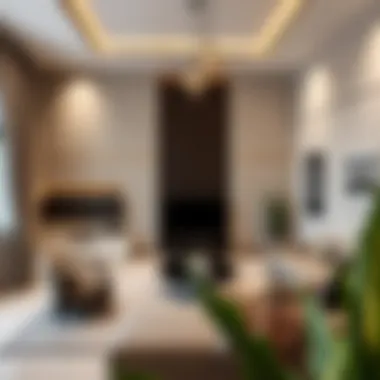 Spacious family room with modern decor