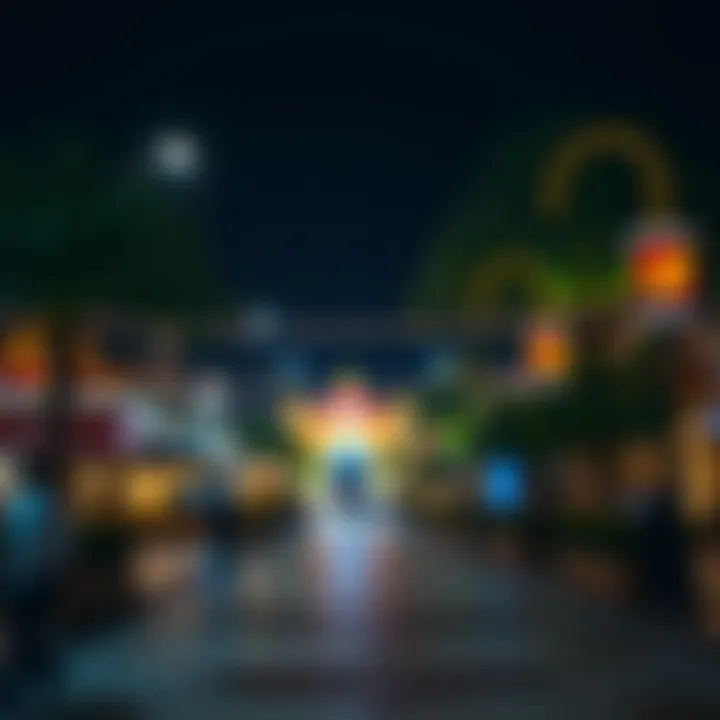 Night lights illuminating the attractions of Global Village