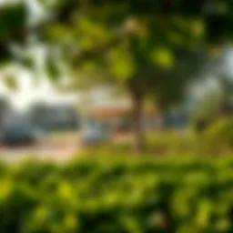 Lush greenery at حديقة الريم سنترال بارك