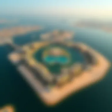 Aerial view of جزيرة العالم showcasing its unique island design