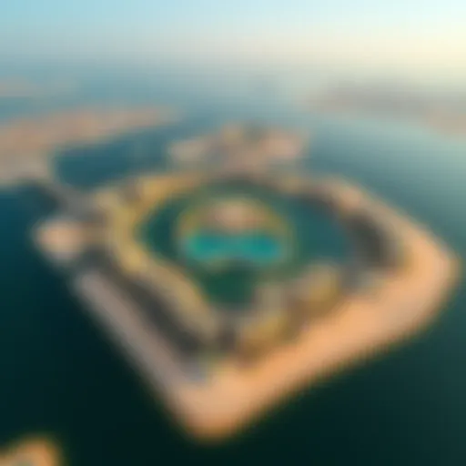 Aerial view of جزيرة العالم showcasing its unique island design