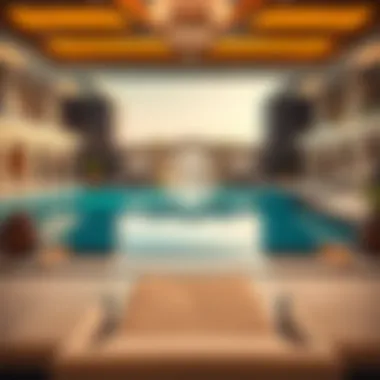Lavish Swimming Pool Area Panoramic view of the lavish swimming pool and relaxation area