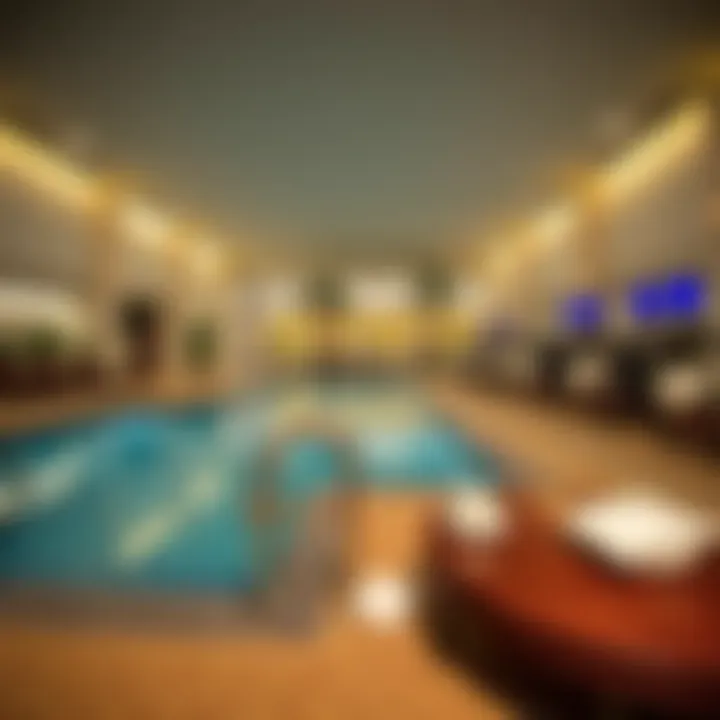 Amenities available at Marriott Executive Apartments, including pool and fitness center