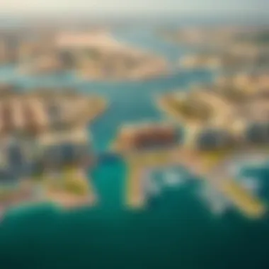 An aerial view of the real estate developments surrounding Meraas La Mer, emphasizing luxury living and investment opportunities