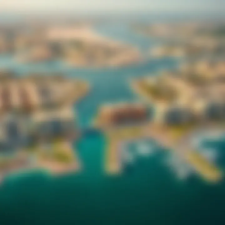 An aerial view of the real estate developments surrounding Meraas La Mer, emphasizing luxury living and investment opportunities