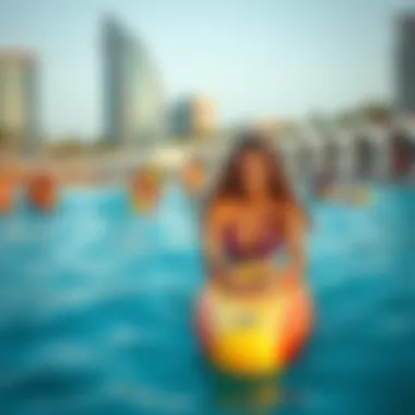 A lively scene depicting diverse recreational activities available at Meraas La Mer, highlighting leisure and enjoyment