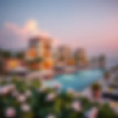 Luxury villas and resorts lining the coast of Palm Jumeirah