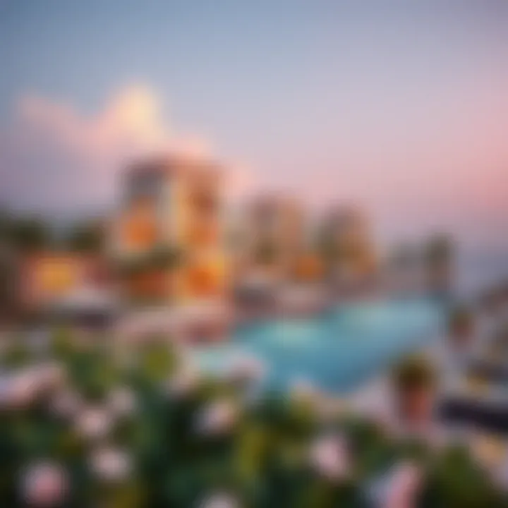 Luxury villas and resorts lining the coast of Palm Jumeirah