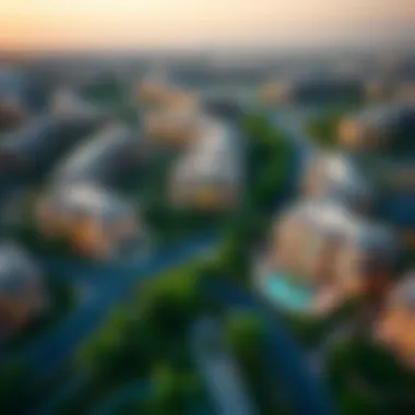 Aerial perspective of Al Furjan community