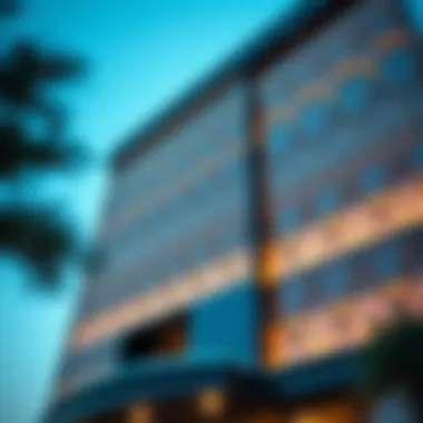 Intricate design details of Burj Daman's facade