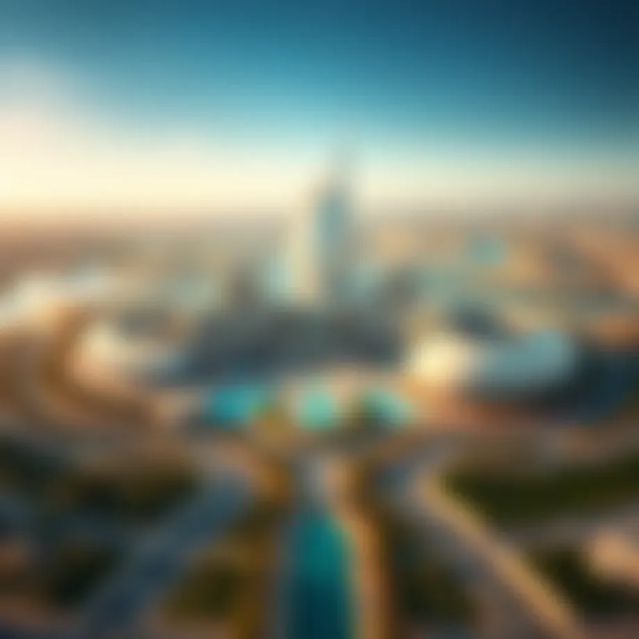 Aerial view of ميغامول showcasing its architectural grandeur and surrounding landscape