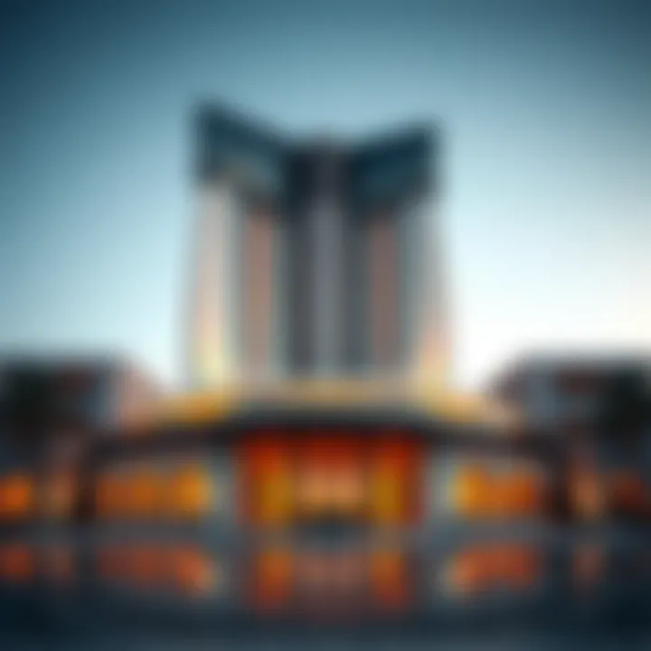 Stunning exterior view of the SLS Hotel showcasing its modern architectural design