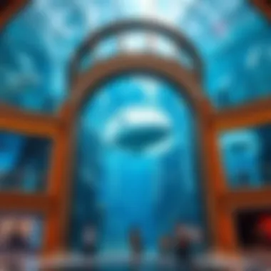 The mesmerizing Dubai Aquarium and Underwater Zoo attracting visitors.