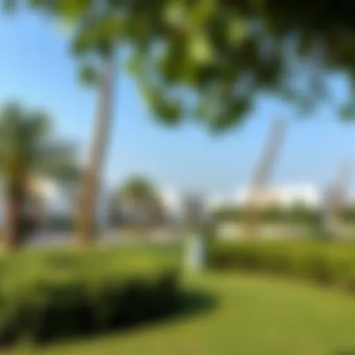 Serene landscape of Nad El Sheba Gardens showcasing lush greenery