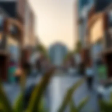 A vibrant new neighborhood bustling with activity and culture.