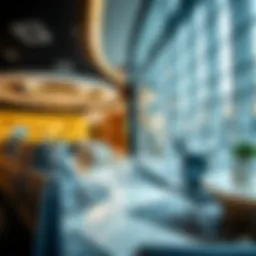 Elegant banking environment showcasing modern technology