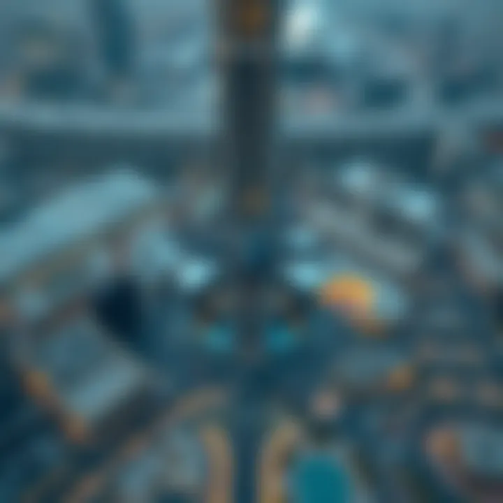 Aerial Overview of Parking Facilities Near Burj Khalifa Aerial view of Burj Khalifa with surrounding parking facilities