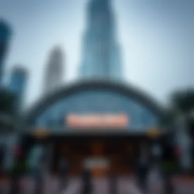 Entrance to Burj Khalifa Parking Area Entrance to Burj Khalifa parking area showcasing signage and structure