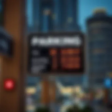 Parking Fee Signage at Burj Khalifa Parking fee sign displaying rates for Burj Khalifa