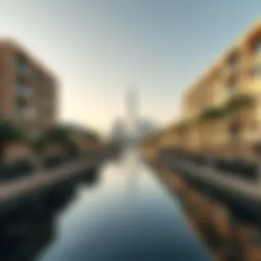 The picturesque Al Qasba canal reflecting the modern skyline
