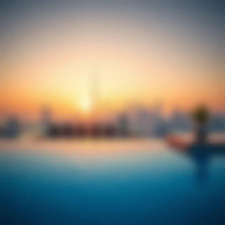Stunning skyline view from a private hotel pool in Dubai