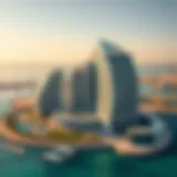 Aerial view of SLS Palm showcasing its architectural design