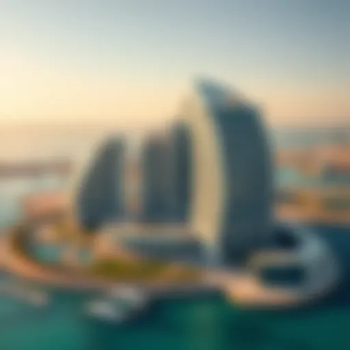 Aerial view of SLS Palm showcasing its architectural design