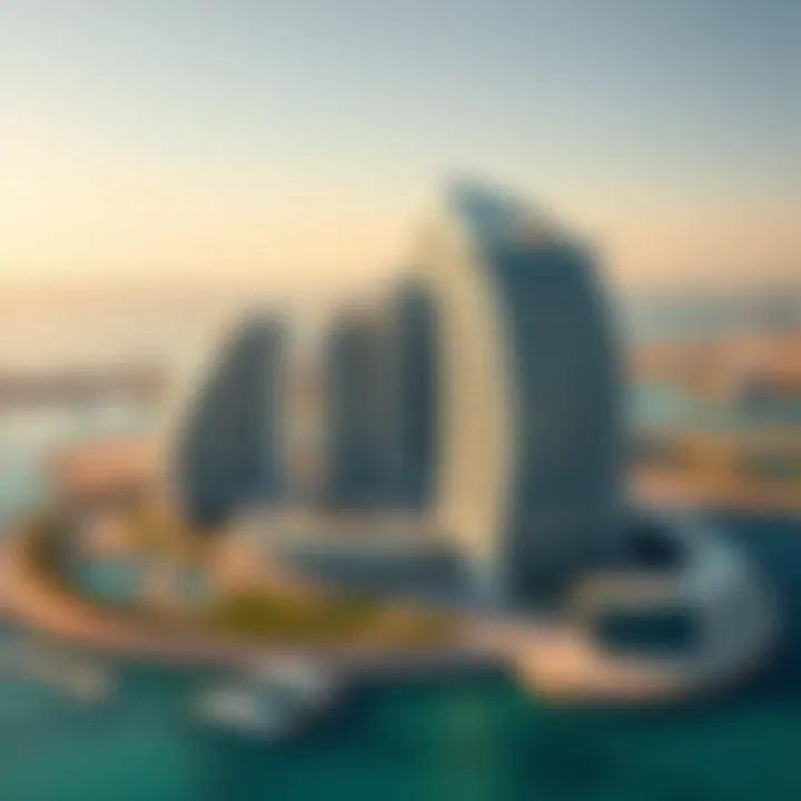 Aerial view of SLS Palm showcasing its architectural design