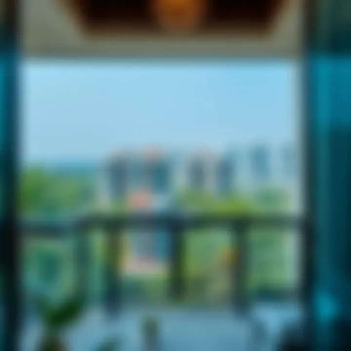 Luxurious apartment balcony with greenery view