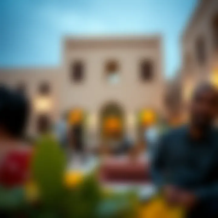 Community members engaging in cultural activities at Bayt Al Muteena, highlighting its contemporary relevance.