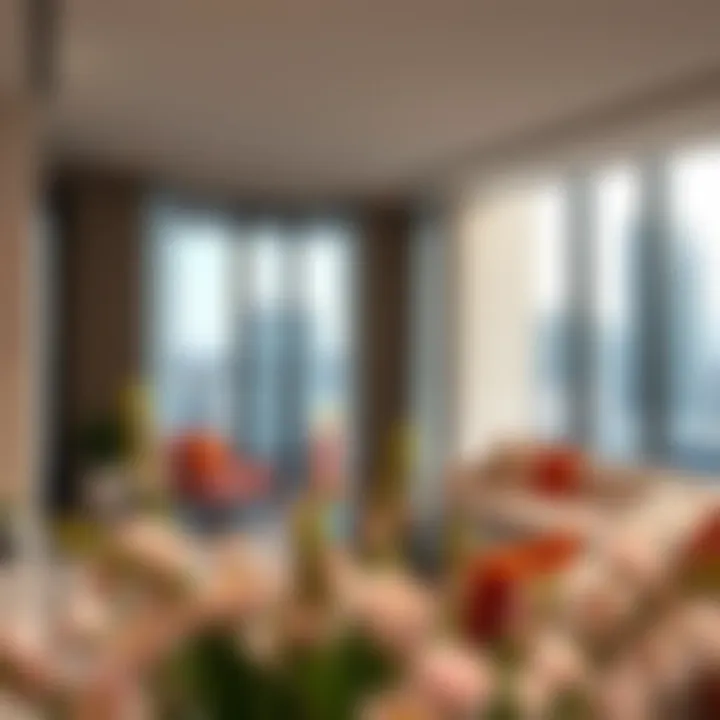 Interior view of a modern apartment in West Wharf Tower demonstrating urban living